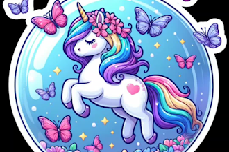 design cute kawaii unicorn stickers for etsy branding
