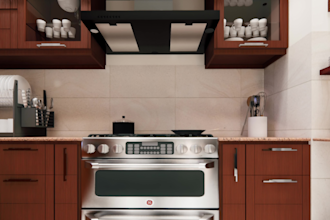 design a photorealistic 3d kitchen interior with luxury visualization