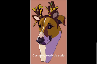 illustrate your pet portrait in modern minimal art style
