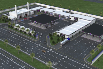 design 3d gas station, petrol station and convenience store design