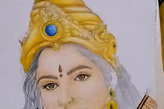 draw handmade god portrait  devotional pencil sketch