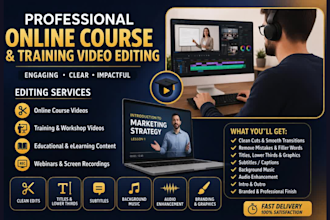 edit online course videos, training videos, educational content professionally