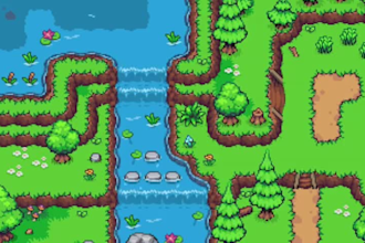 create a rpg pixel game art tileset, tile map, background, asset and in 8 bit
