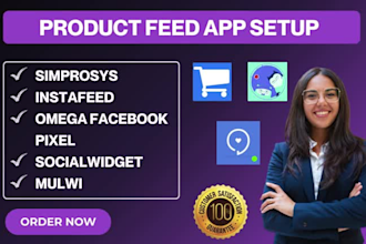 setup product feed simprosys instafeed omega facebook pixel socialwidget mulwi