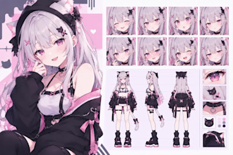 design anime vtuber character art vtuber pngtuber expressions