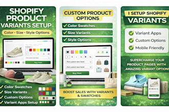 setup shopify product variants, colour swatches, variant options, custom options