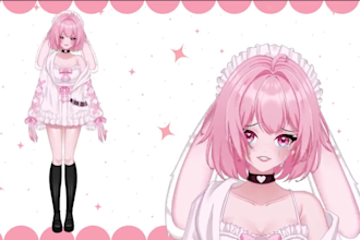 make custom vtuber commission live 2d model, vrchat avatar and streaming setup