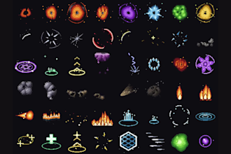 create pixel art vfx, spell animation, projectile vfx, magic effect, spritesheet