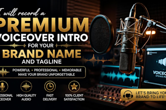 record a premium voiceover for your brand name and tagline