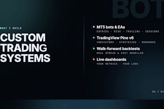 build your custom mt5 bot, tradingview indicator or trading dashboard