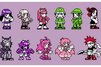 create pixel character and fighter sprites in neo geo pocket style