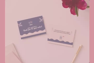 design professional thank you, insert and packaging cards