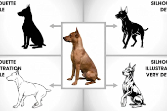 create a custom dog silhouette logo and vector illustration