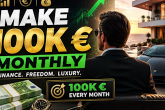 create monetizable, finance, luxury, making money channel to earn 100k euro