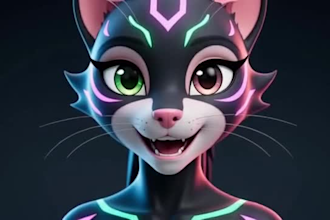 create a custom furry avatar and vtuber 3d model for vrchat