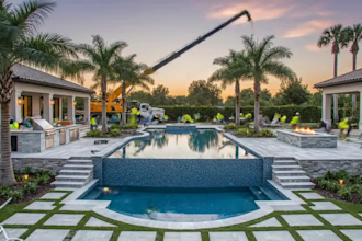create construction timelapse video, pool transformation,real estate in 4k