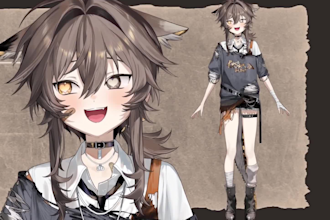 design quality live2d vtuber model 2d vtuber illustration live2d rigging, vtuber