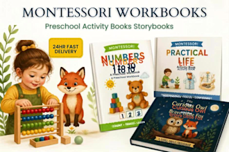 create montessori children workbook illustrate preschool children story book