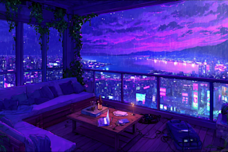 create a premium animated lofi background for youtube