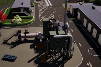 create 3d industrial animation site plant walkthrough facility equipment visual