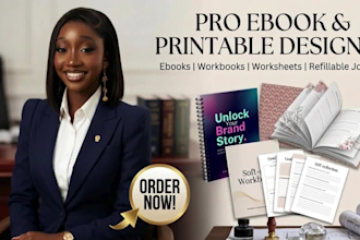 design and formate ebook, workbook, worksheet and printable journal