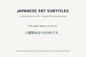 translate your english srt subtitles into japanese