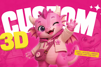 create a 3d cute character in chibi and cartoon style modeling