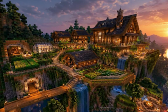 build a custom minecraft survival base, house or village