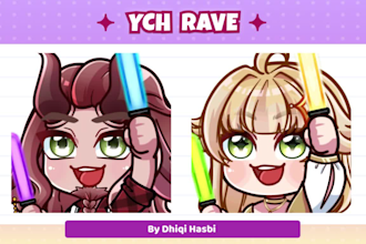 draw an animated ych rave emote with your character