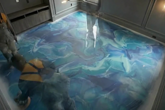 do ai epoxy floor DIY craft time lapse before after transformation shorts