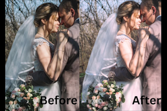 professionally edit and retouch wedding and bridal photos