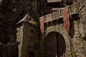 create a medieval rpg fantasy 3d game environment in blender and ue5 with fbx