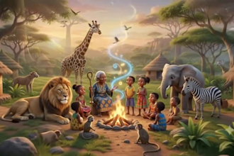 create african folktales video, 3d ai animation, ai storytelling 3d ai cartoon