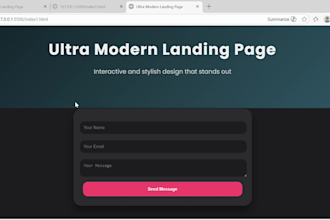 create a modern responsive landing page, html css  javascript