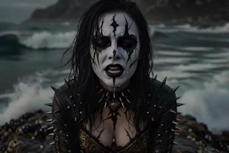 create cinematic dark metal lyric video, rap, rock and gothic visuals