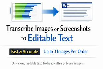 transcribe images or screenshots to editable text in 1 hour