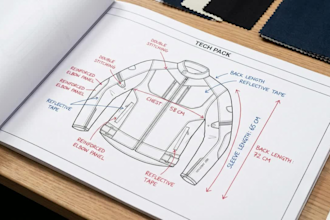 create tech pack for dyneema protective wear, medical wear, and safety apparel