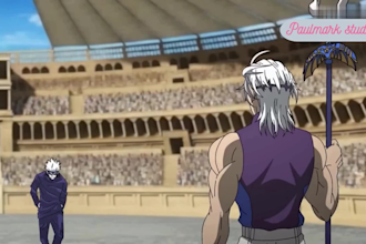 create 2d anime fighting scene, 2d music video, japanese anime style