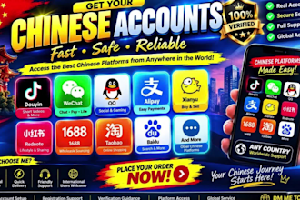create verified xianyu douyin qq taobao baidu alipay rednote 1688 wechat etc
