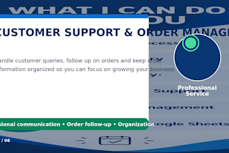 be your virtual assistant for order processing, data entry and customer support