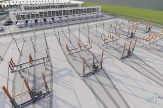 3d green hydrogen plant animation renewable energy process visualization
