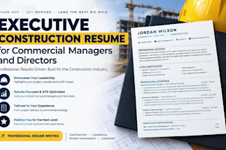 write an executive construction resume for commercial managers and directors