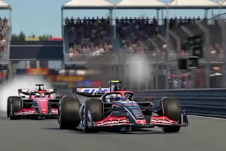 create f1 car racing video for an upcoming car race event
