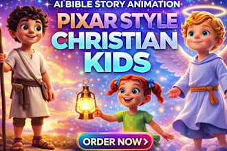 ai bible story animation, pixar style christian kids 3d animation, bible lesson