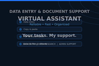 be your virtual assistant for data entry, research and admin tasks