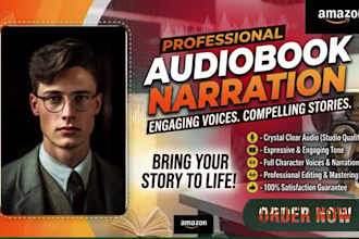 do audiobook that sound human voice, male voice over, audiobook narration