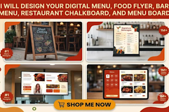 design digital menu, food flyer, bar menu, restaurant, chalkboard menu, menu