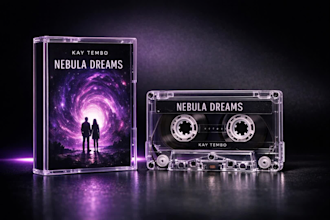 design a cinematic music album cover with vinyl mockup