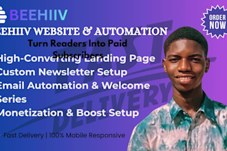 design beehiiv website landing page and email automation