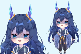 design and rig cute interactive chibi live2d vtuber model for vtube studio